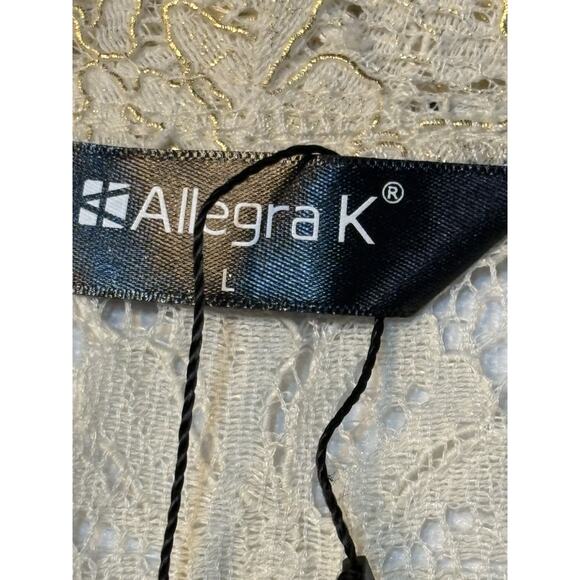 Allegra K Beige Floral Lace Lapel Collar Short Sleeve Bolero Shrug Cardigan L - Picture 7 of 8